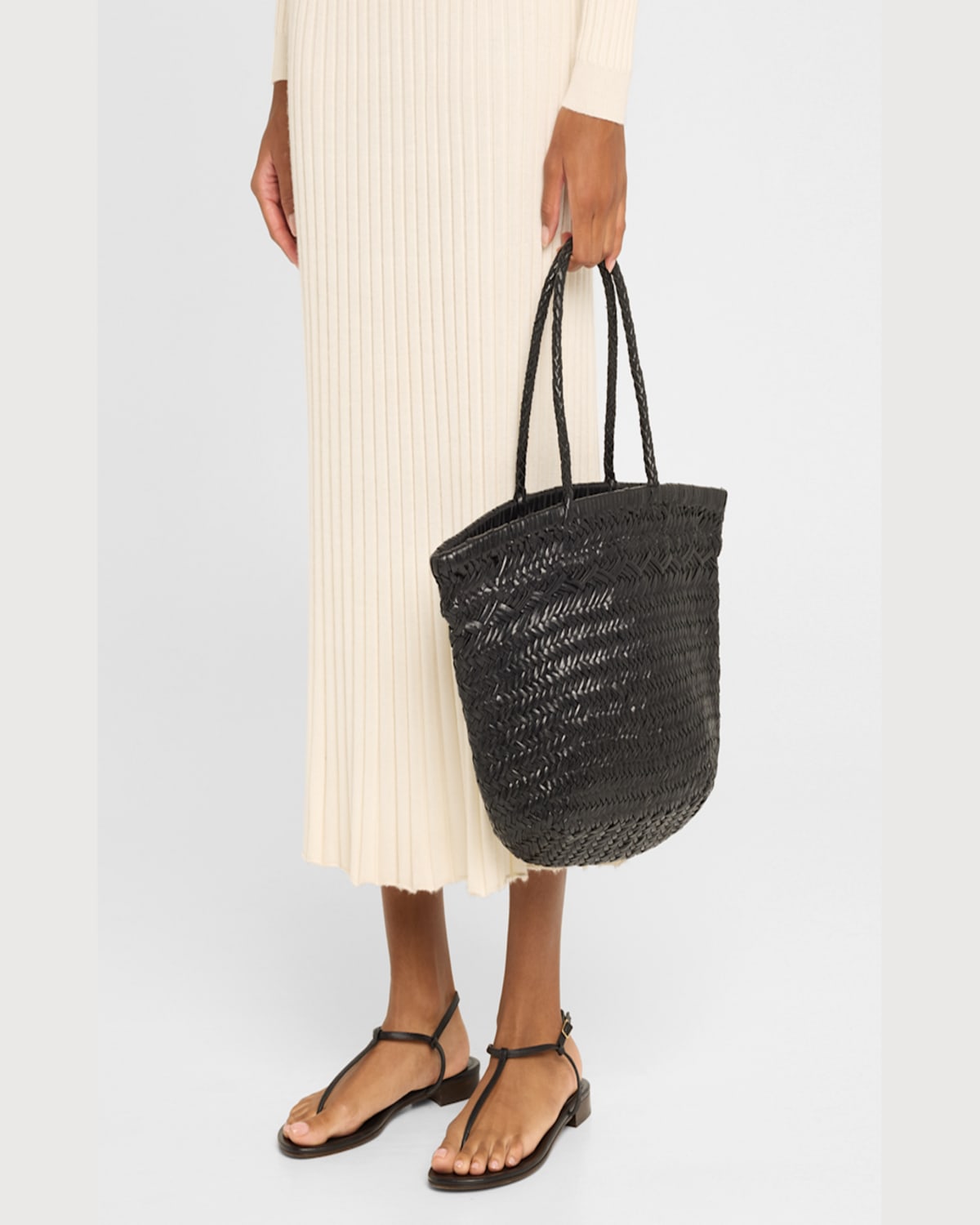 Btb Los Angeles Easton Small Woven Leather Tote Bag In Esspreso