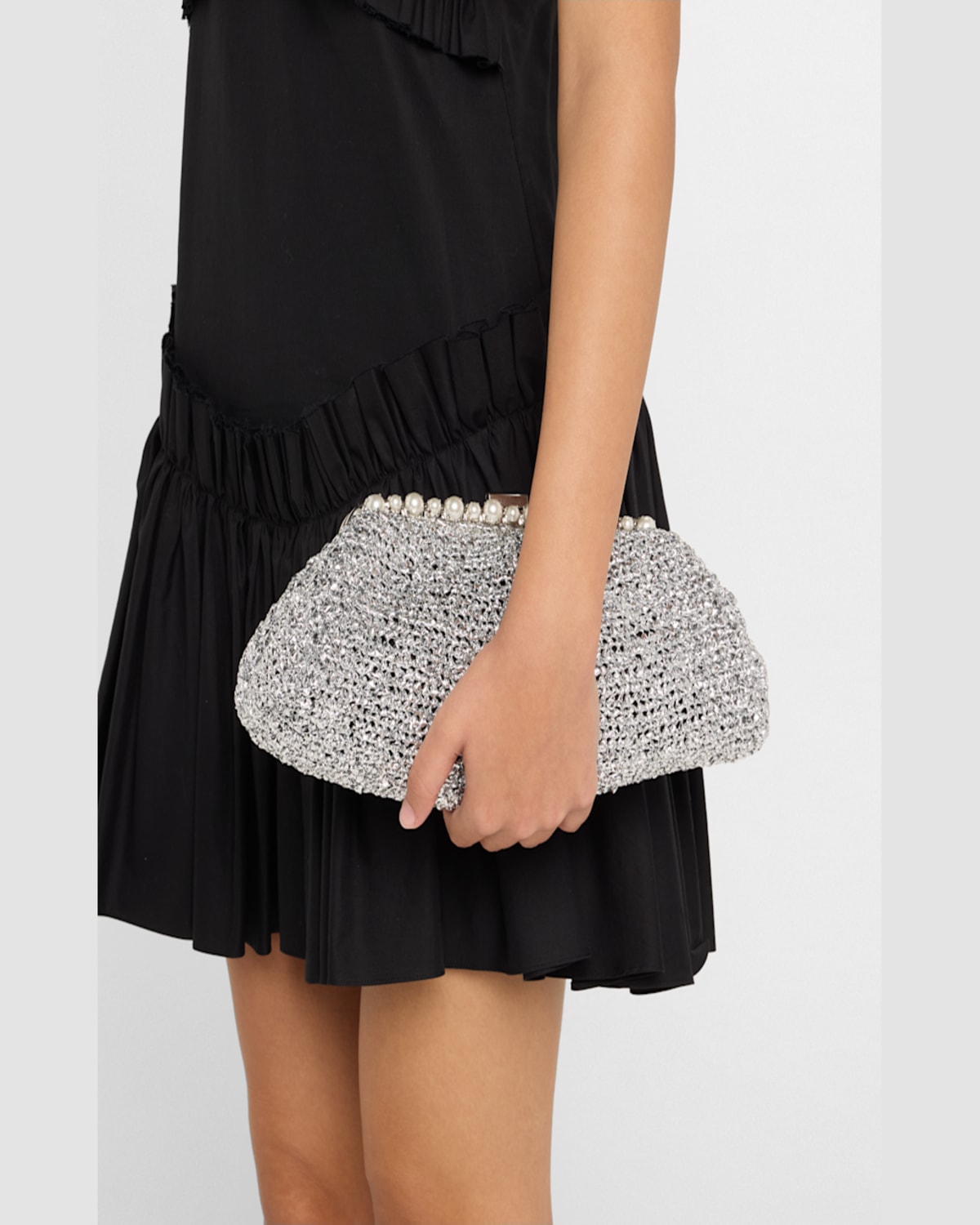 Btb Los Angeles Gem Pearly Multicolor Clutch Bag In Silver