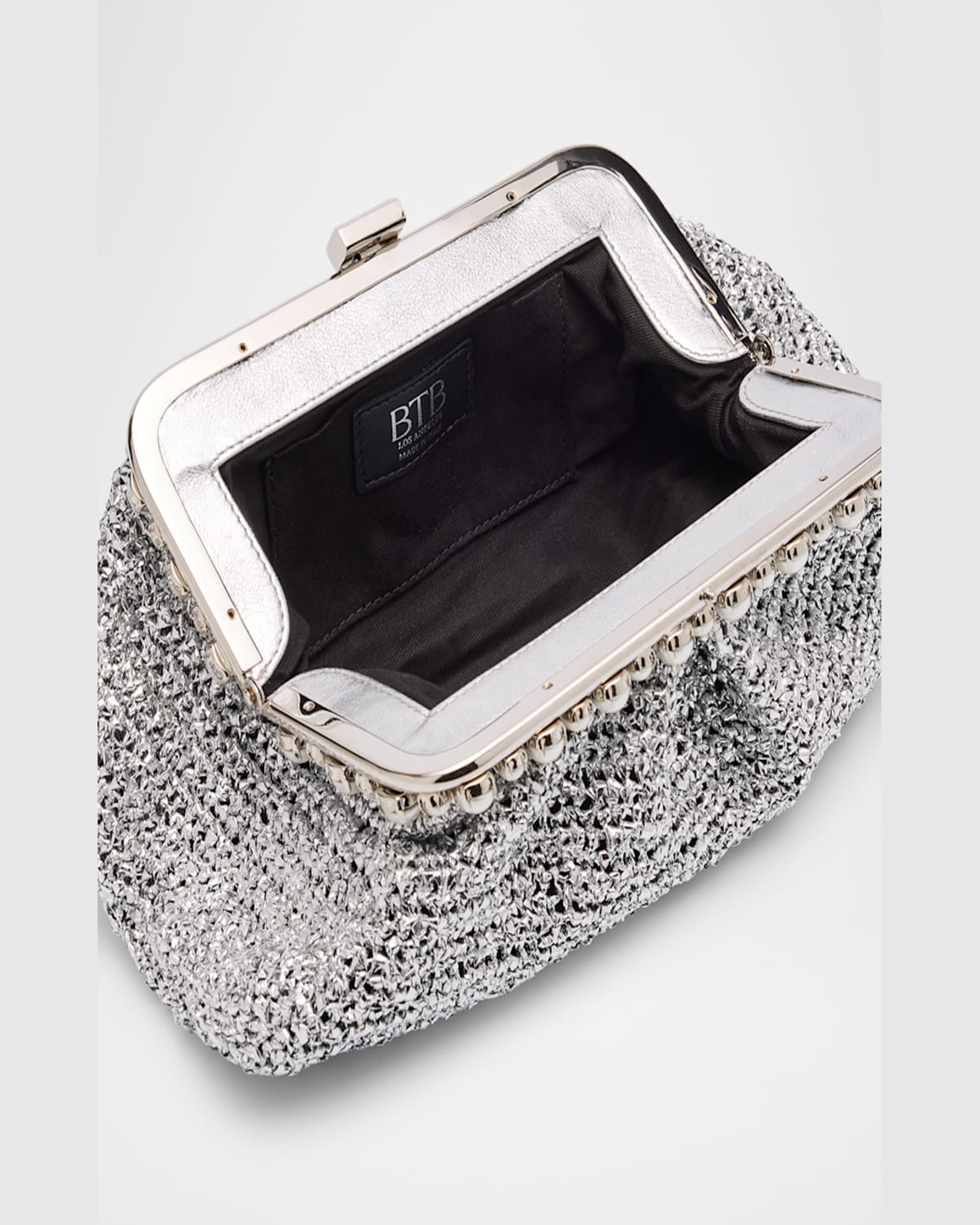 Btb Los Angeles Gem Pearly Multicolor Clutch Bag In Silver