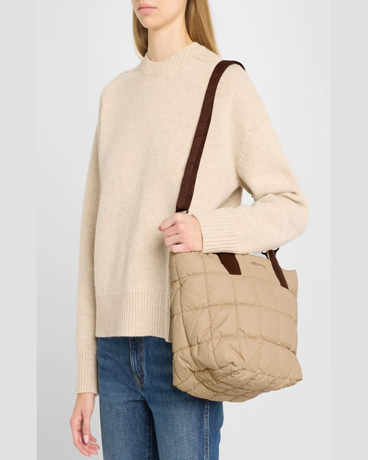 Veecollective Porter Small Recycled Quilted Tote Bag In Yellow