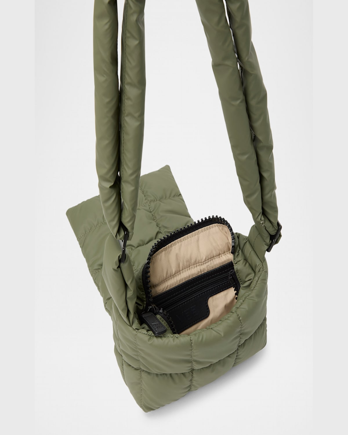 Veecollective Porter Mini Padded Nylon Messenger Bag In Green