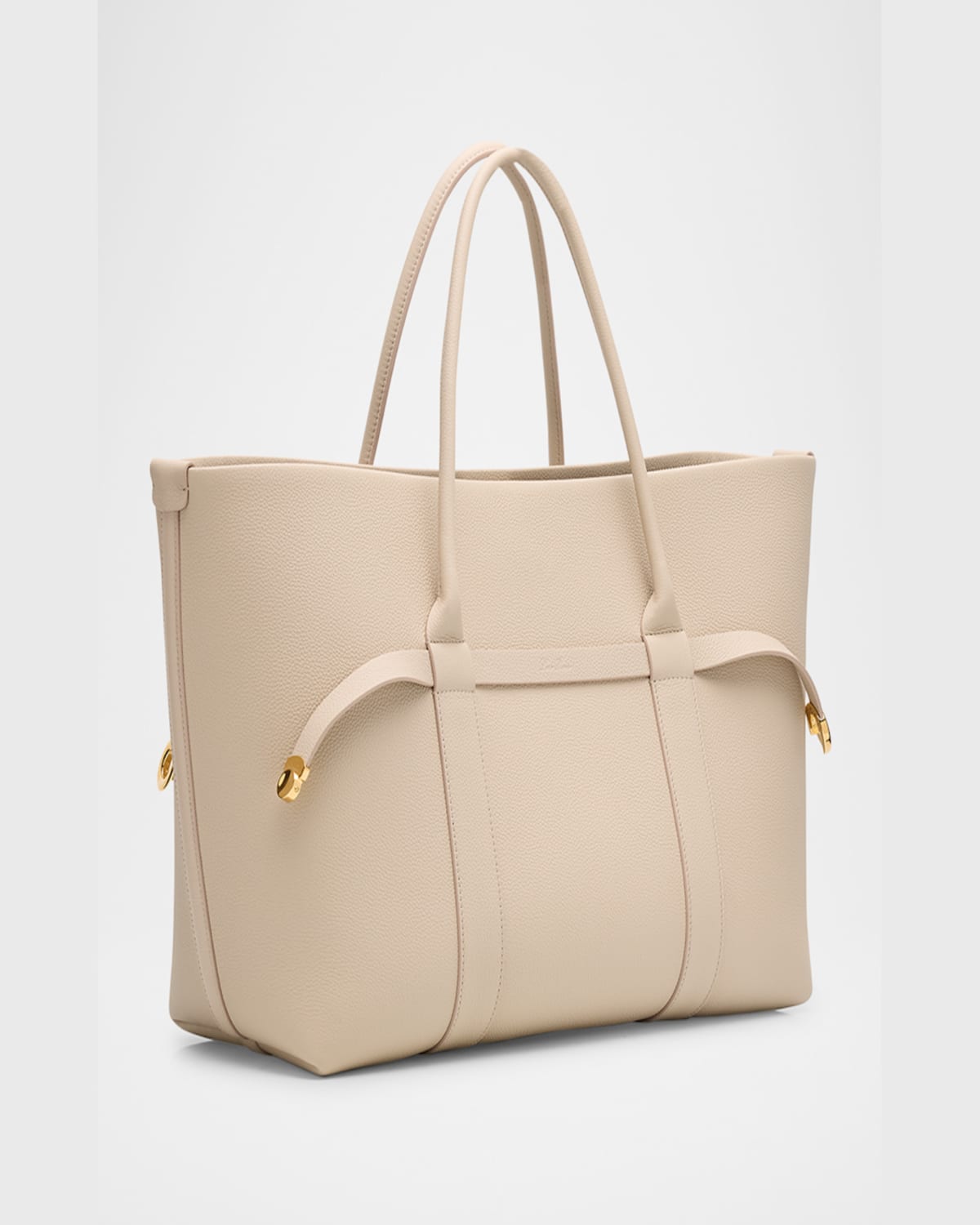 Loro Piana Ghiera Grained Leather & Cashmere Tote Back In Light Travertine Sun