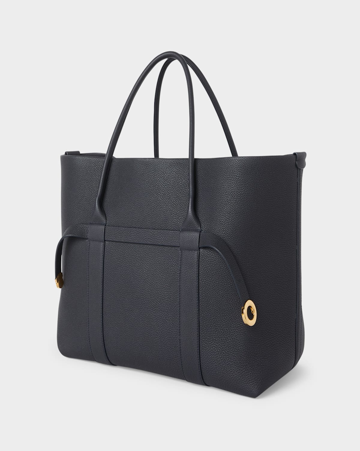 Loro Piana Ghiera Grained Leather & Cashmere Tote Back In Blue Navy Sun Gold
