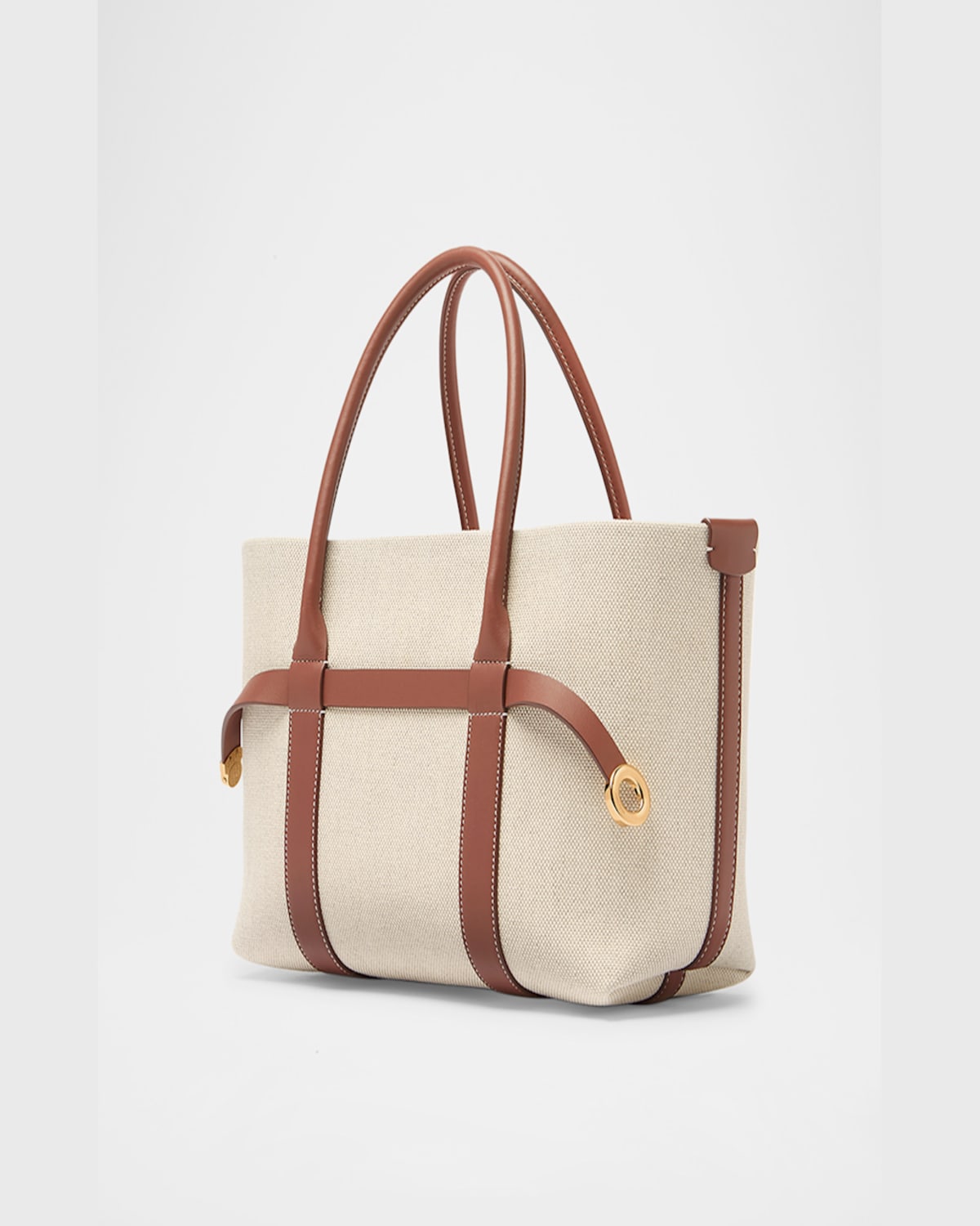 Loro Piana Ghiera Small Canvas Shopper Tote Bag In Natural Caramel