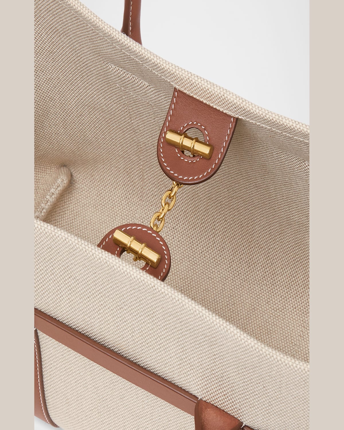 Loro Piana Ghiera Small Canvas Shopper Tote Bag In Natural Caramel