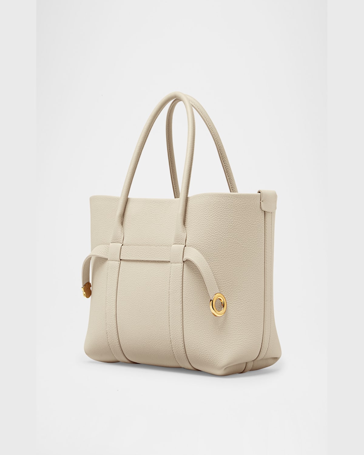 Loro Piana Ghiera Small Leather Shopper Tote Bag In Light Travertine
