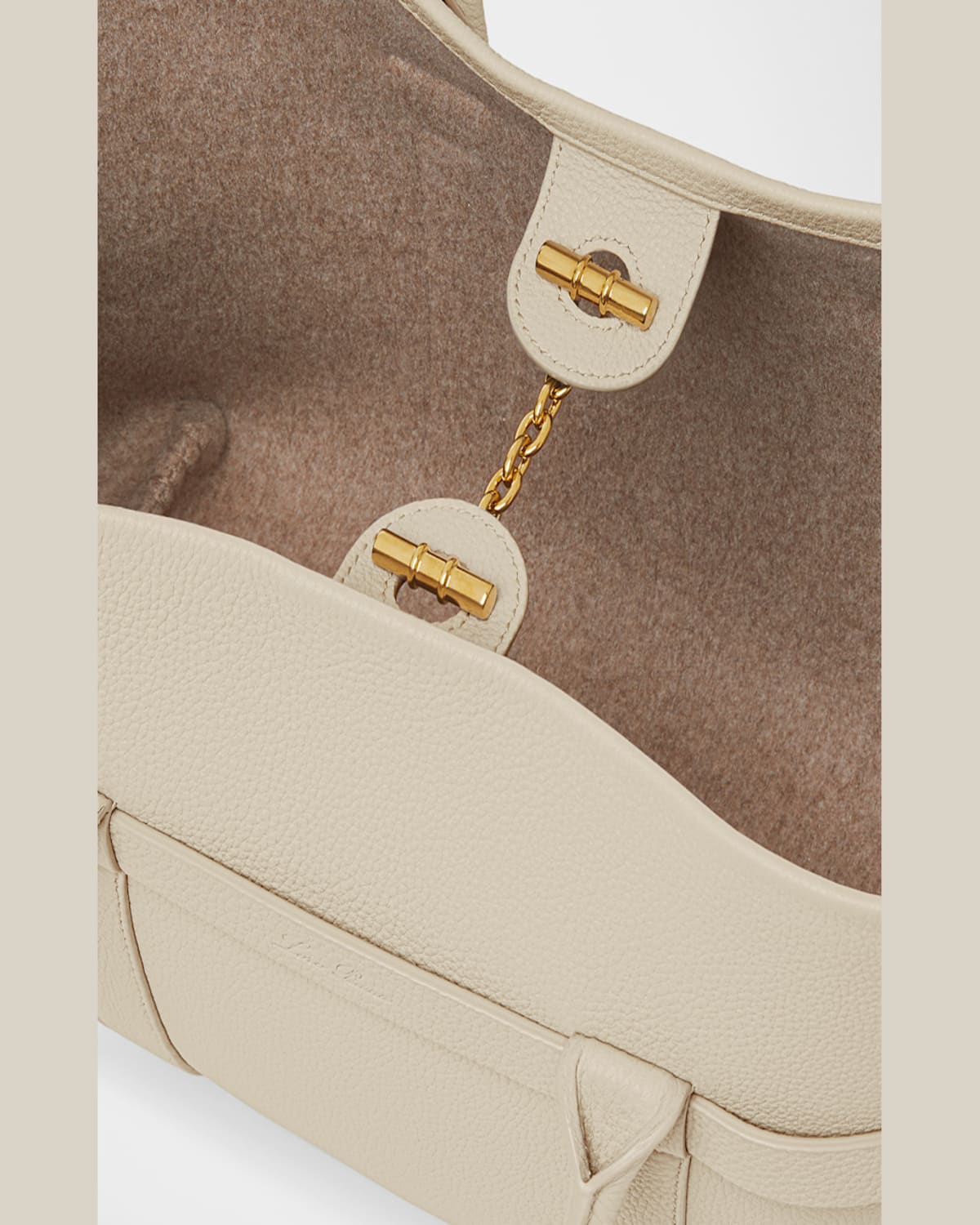 Loro Piana Ghiera Small Leather Shopper Tote Bag In Light Travertine