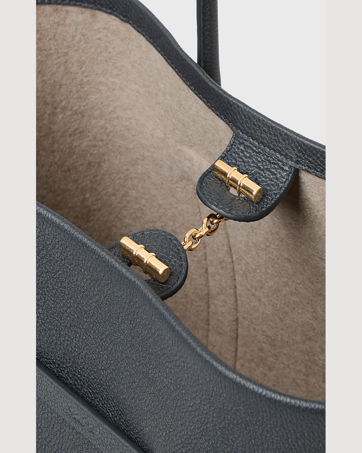 Loro Piana Ghiera Small Leather Shopper Tote Bag In Blue Navy