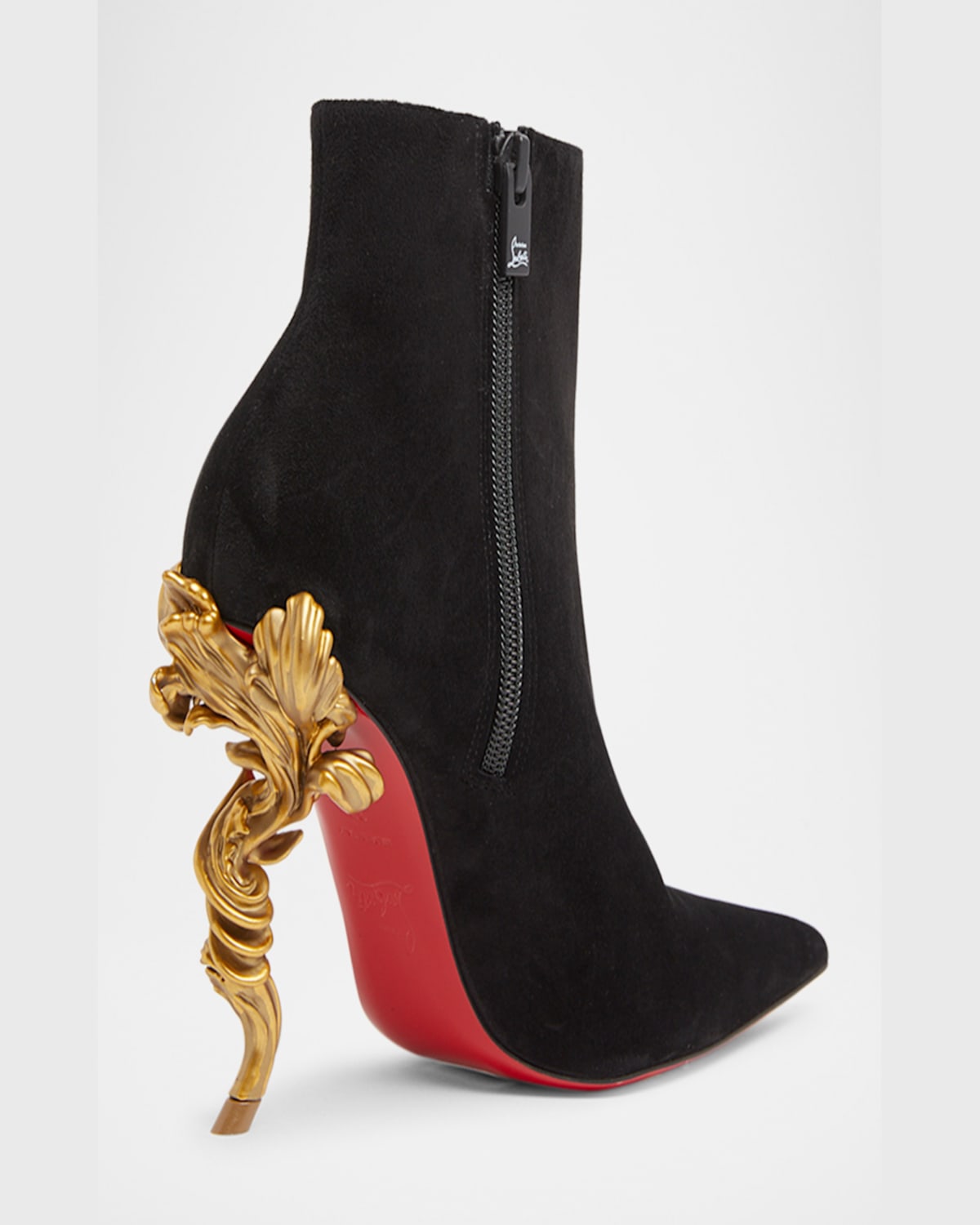 Christian Louboutin Belle Suede Red Sole Ankle Booties In Black