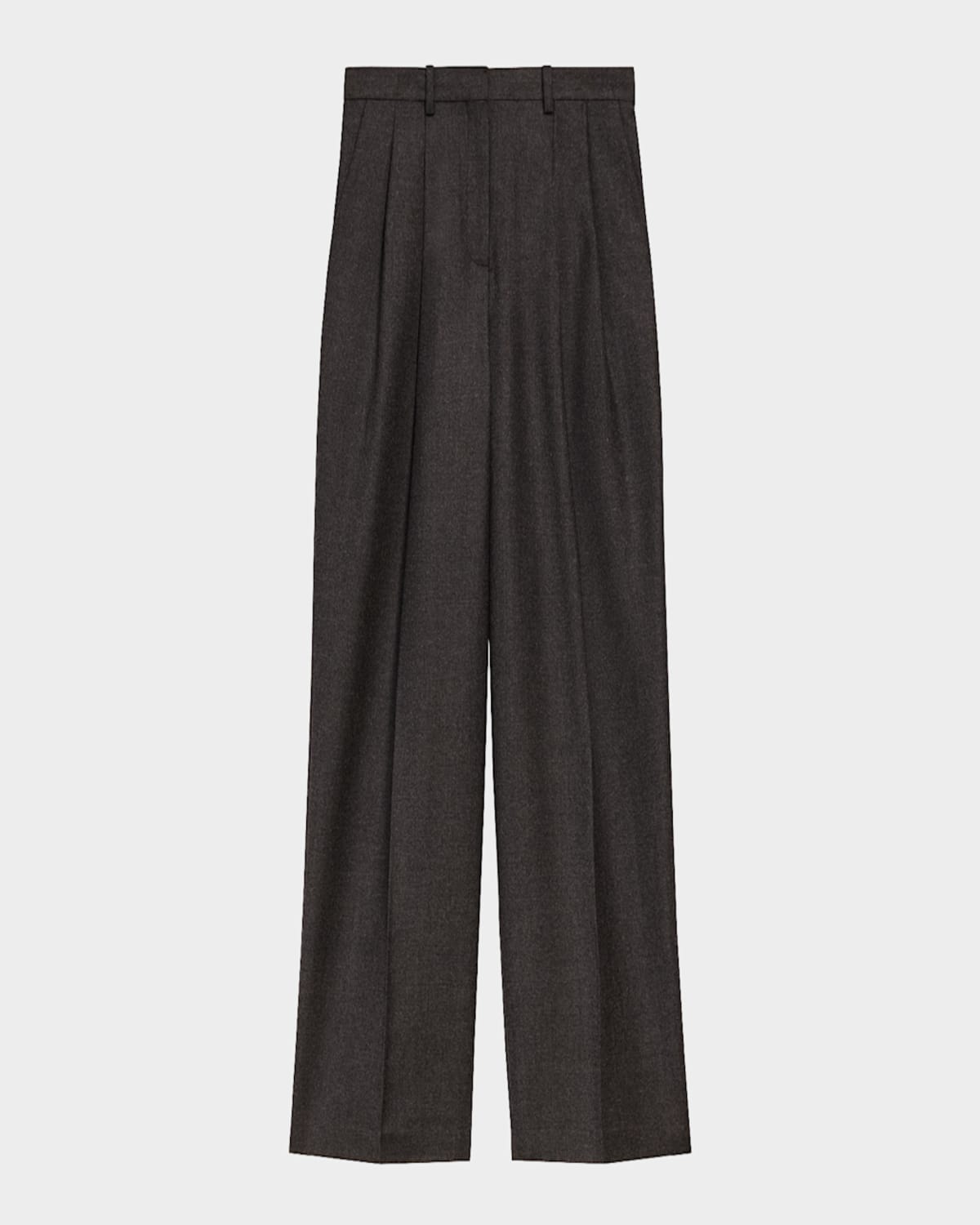 Theory Double Pleat Pant In Sleek Flannel In Hickory Melange