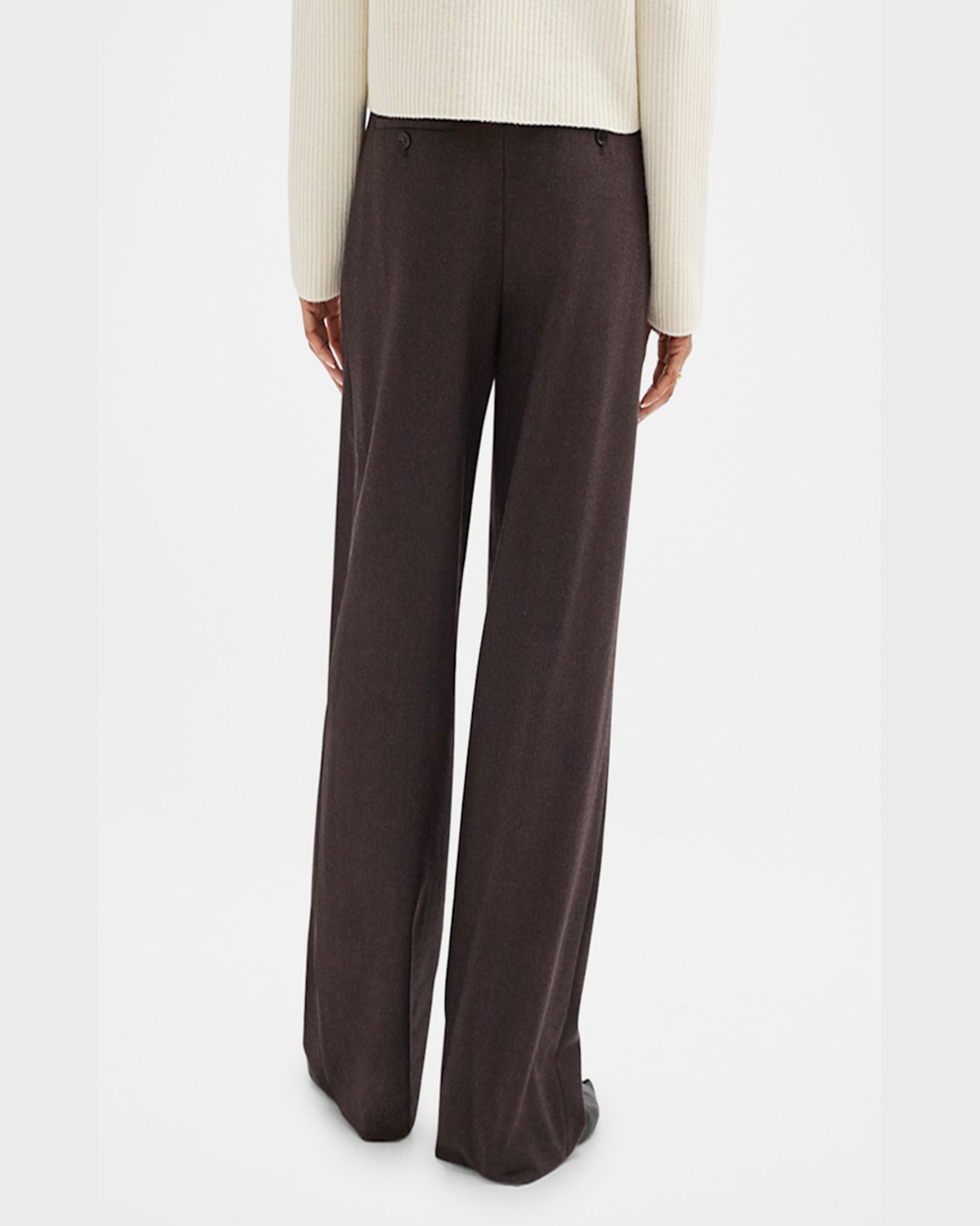 Theory Double Pleat Pant In Sleek Flannel In Hickory Melange