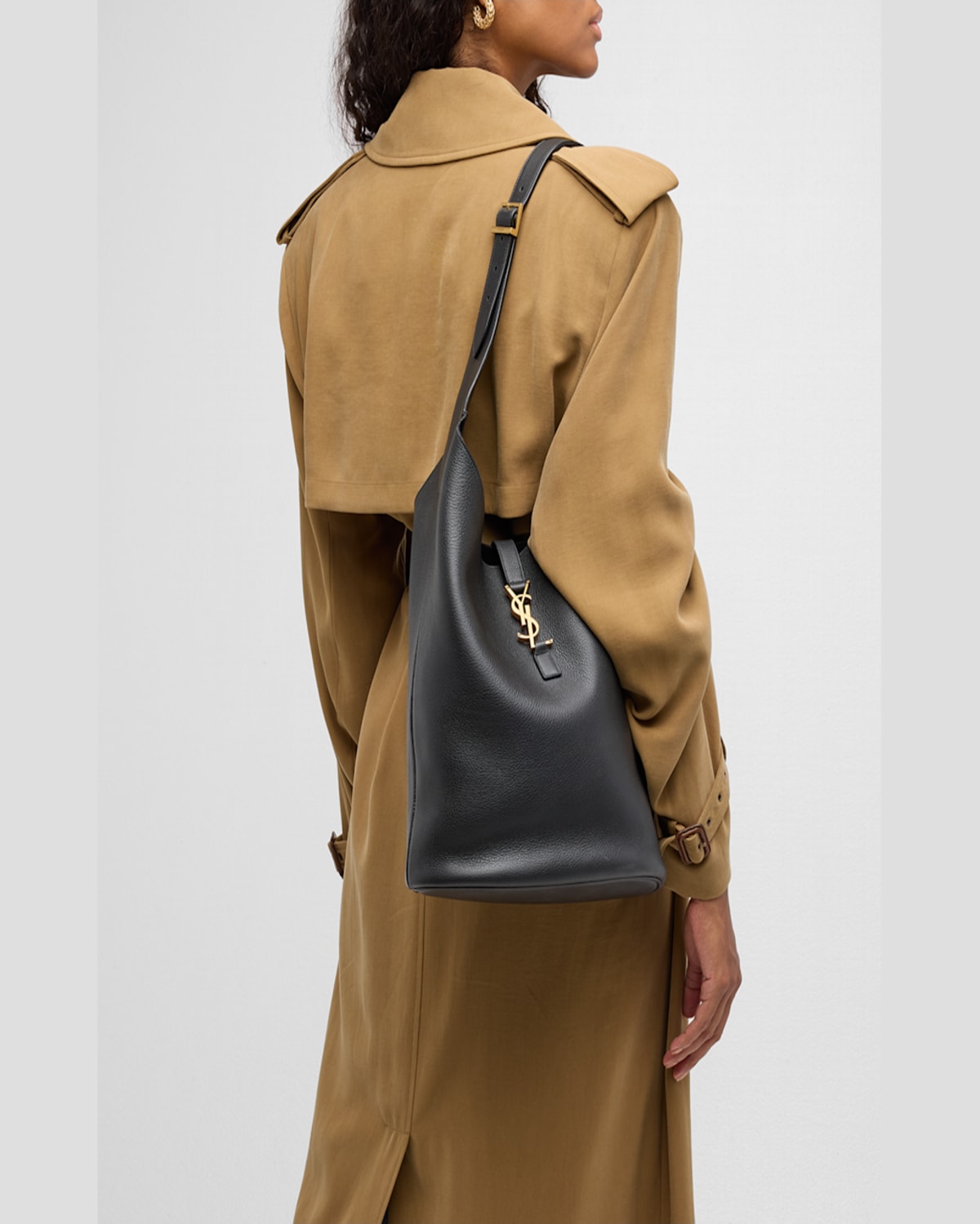 Saint Laurent Le 5 A 7 Ysl Hobo Bag In Lamb Leather In Nero