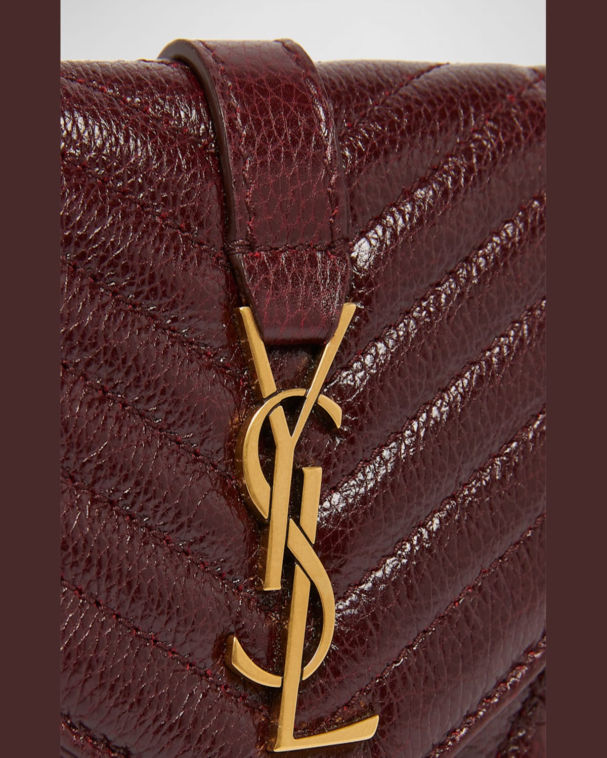 Saint Laurent Small Ysl Envelope Flap Wallet In Quilted Leather In Wine