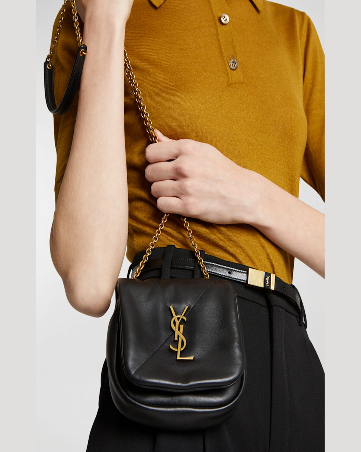 Saint Laurent Jamie 4.3 Nano Ysl Crossbody Bag In Quilted Leather In Nero