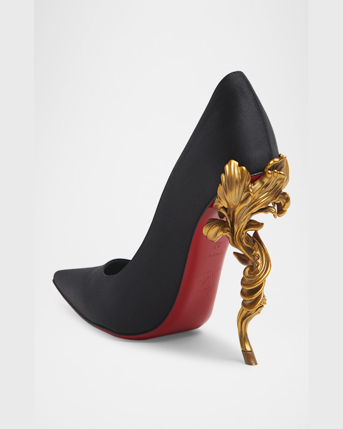 Christian Louboutin Belle Silk Crepe Lin Galva Heel Pumps In Black