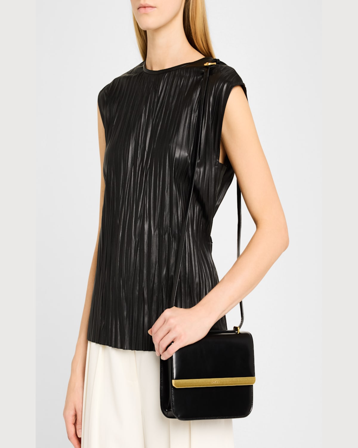 Simkhai Remy Flap Leather Crossbody Bag In Black