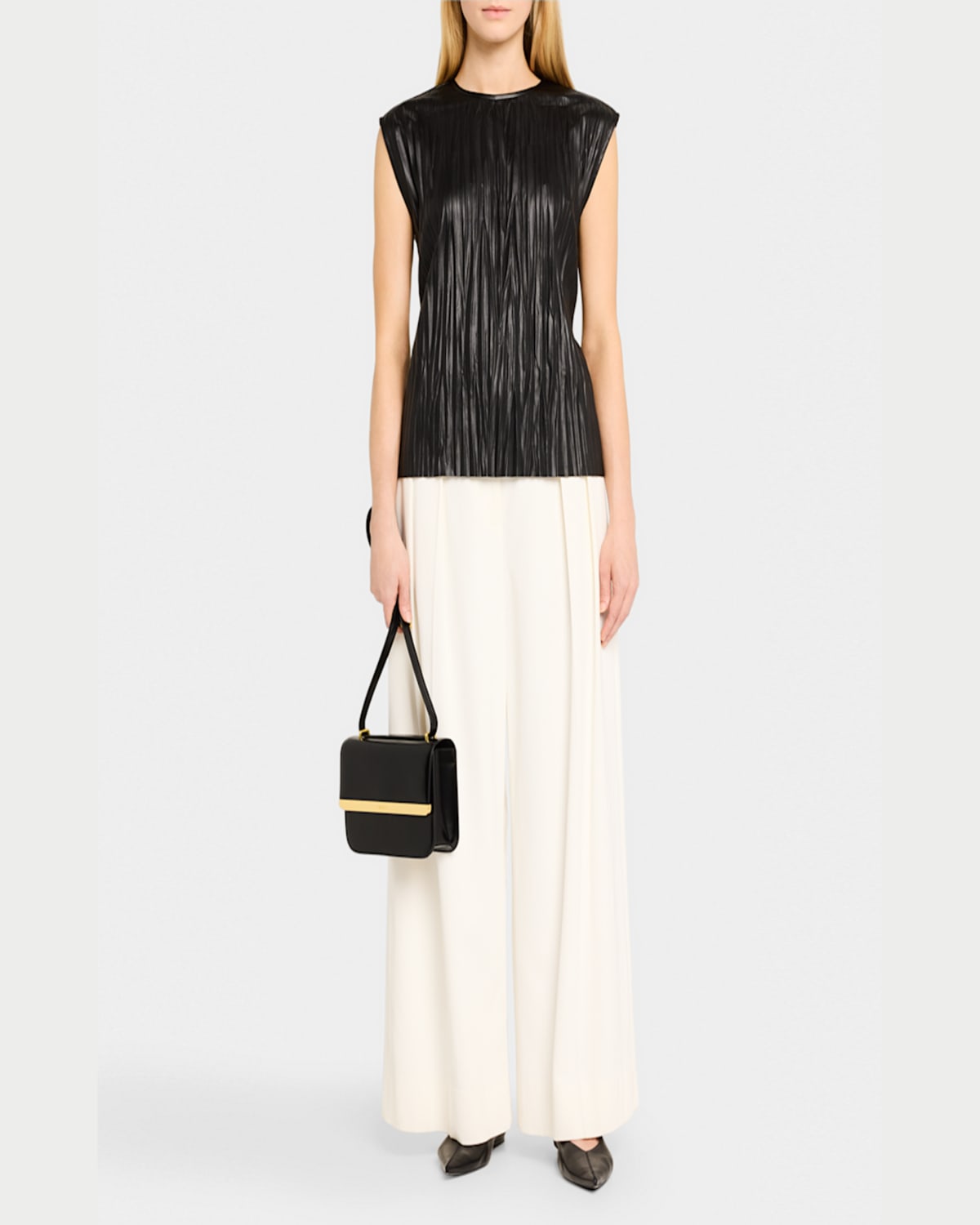Simkhai Remy Flap Leather Crossbody Bag In Black