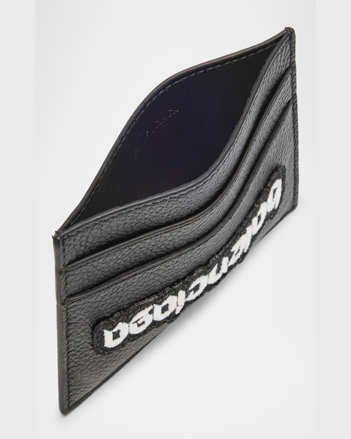 Balenciaga Men's Grained Calfskin Cash Card Holder In 1000 Black