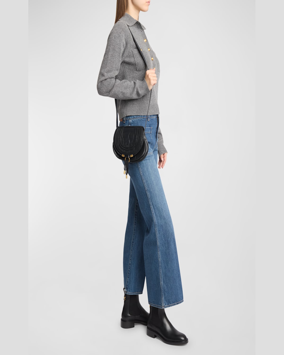 CHLOÉ MARCIE SMALL CROSSBODY BAG IN CROC-EMBOSSED CALFSKIN 