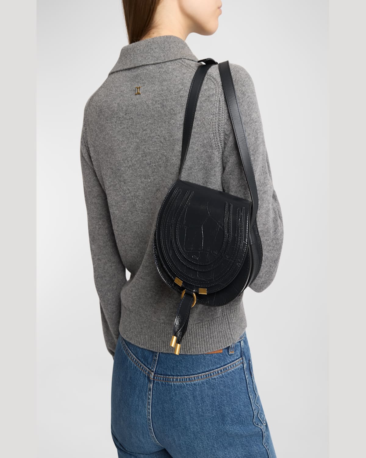 CHLOÉ MARCIE SMALL CROSSBODY BAG IN CROC-EMBOSSED CALFSKIN 