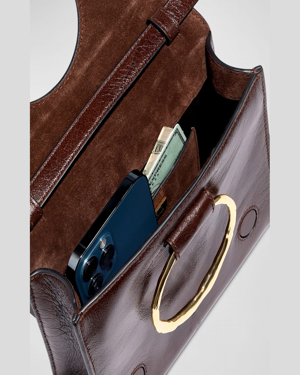 Alexis Bittar The Hunter Convertible Mix Leather Crossbody Bag In Chocolate