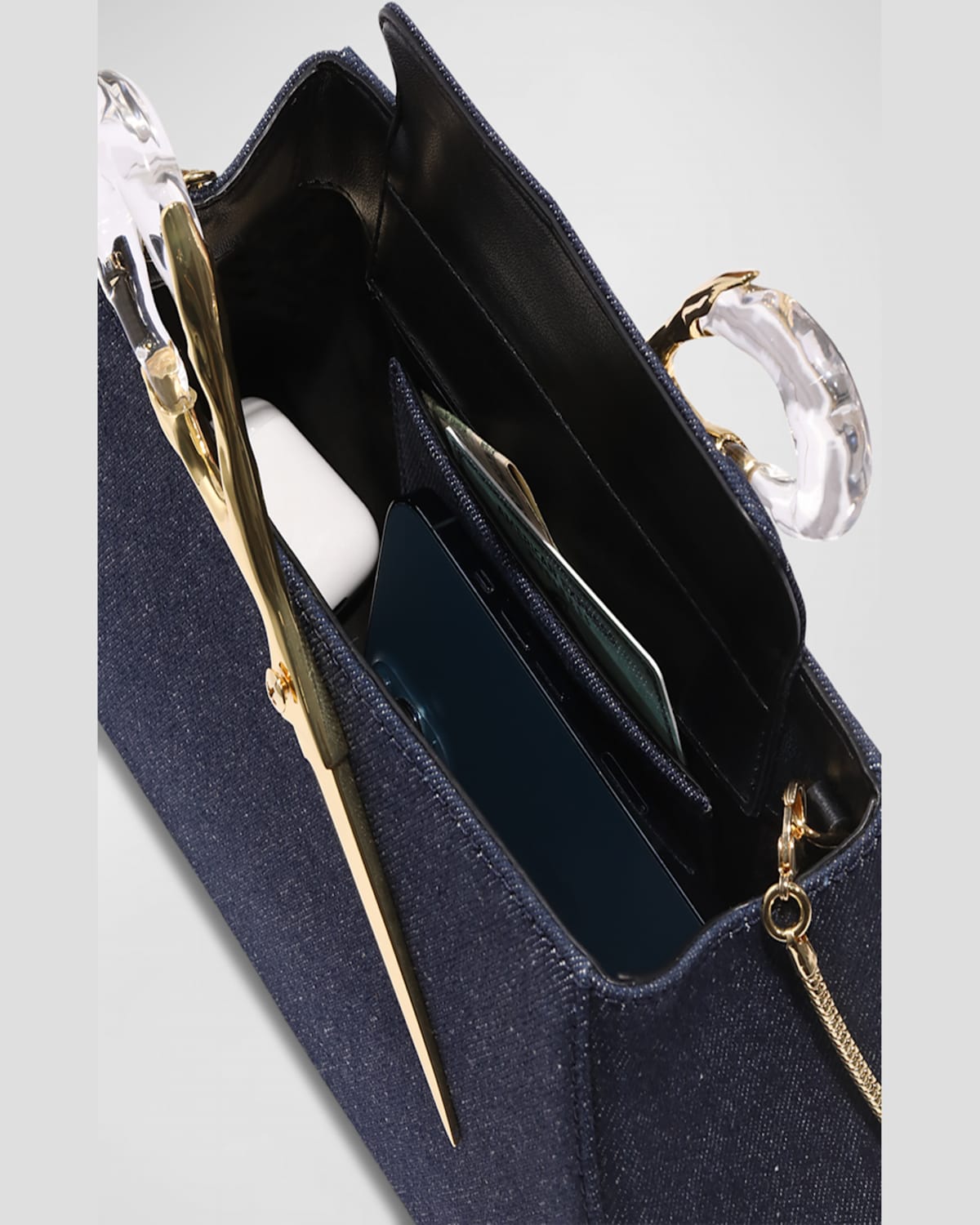 ALEXIS BITTAR THE SCISSOR DENIM CLUTCH BAG 
