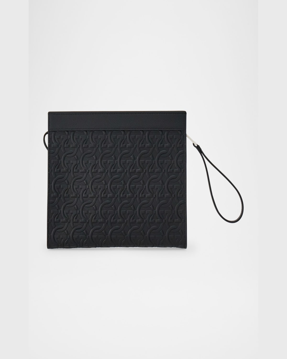 FERRAGAMO MEN'S EMBOSSED LEATHER TRAVEL POUCH 