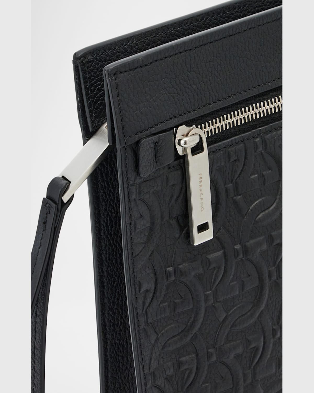 FERRAGAMO MEN'S EMBOSSED LEATHER TRAVEL POUCH 