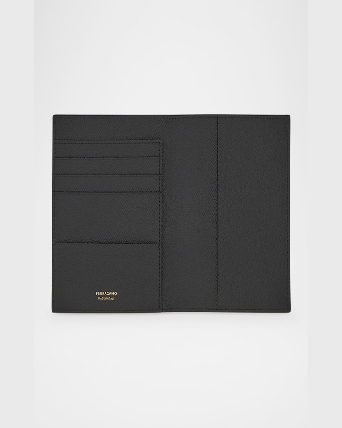 Shop Ferragamo Men's Micro-gancio Leather Passport Holder In Nero