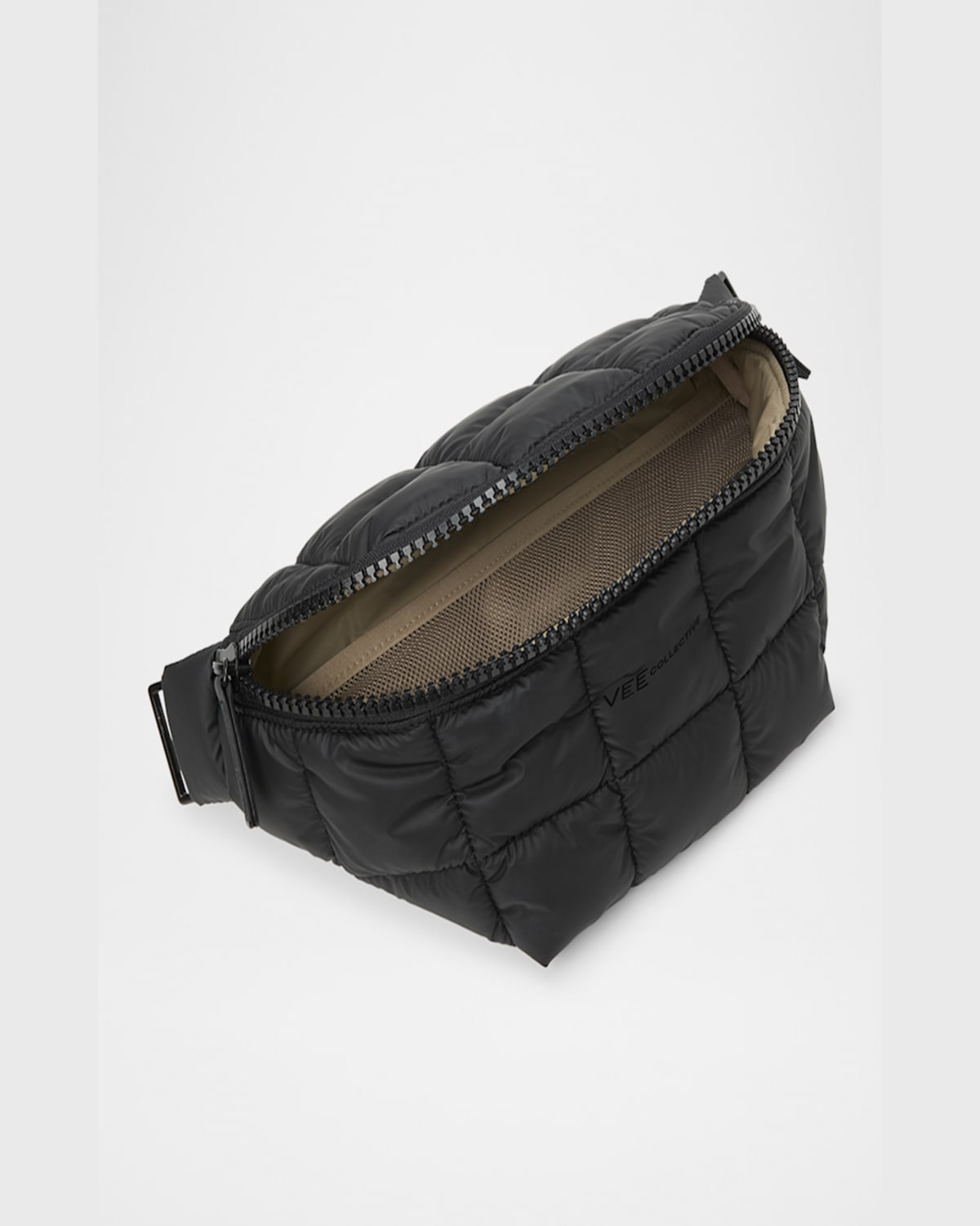Veecollective Porter Sling Quilted Belt Bag In Black