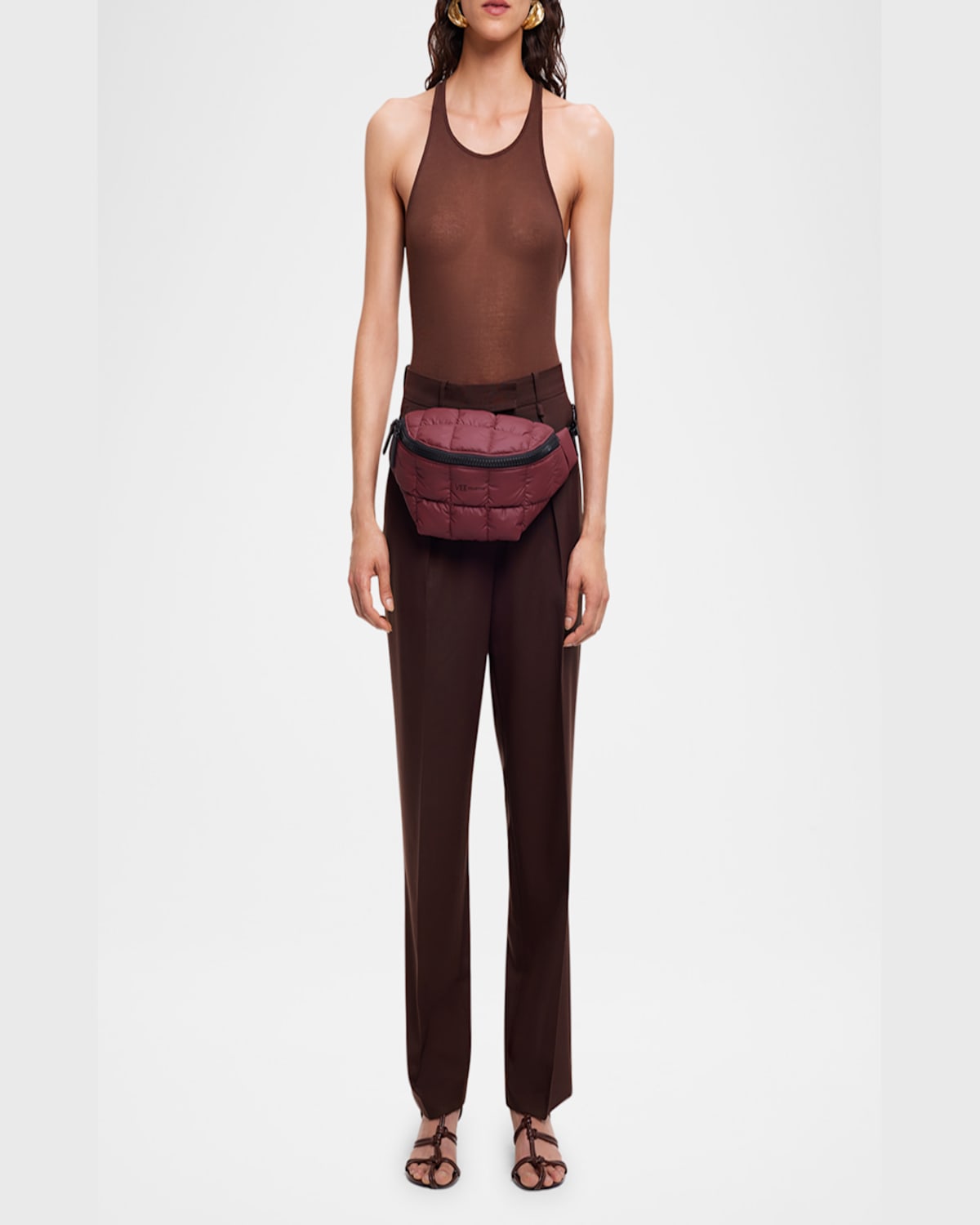 Veecollective Porter Sling Quilted Belt Bag In Red Black