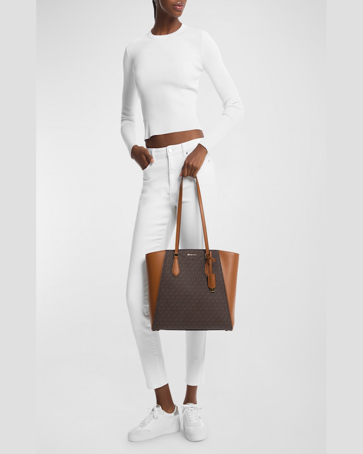 Michael Michael Kors Taryn Monogram Leather Tote Bag In Brnacorn