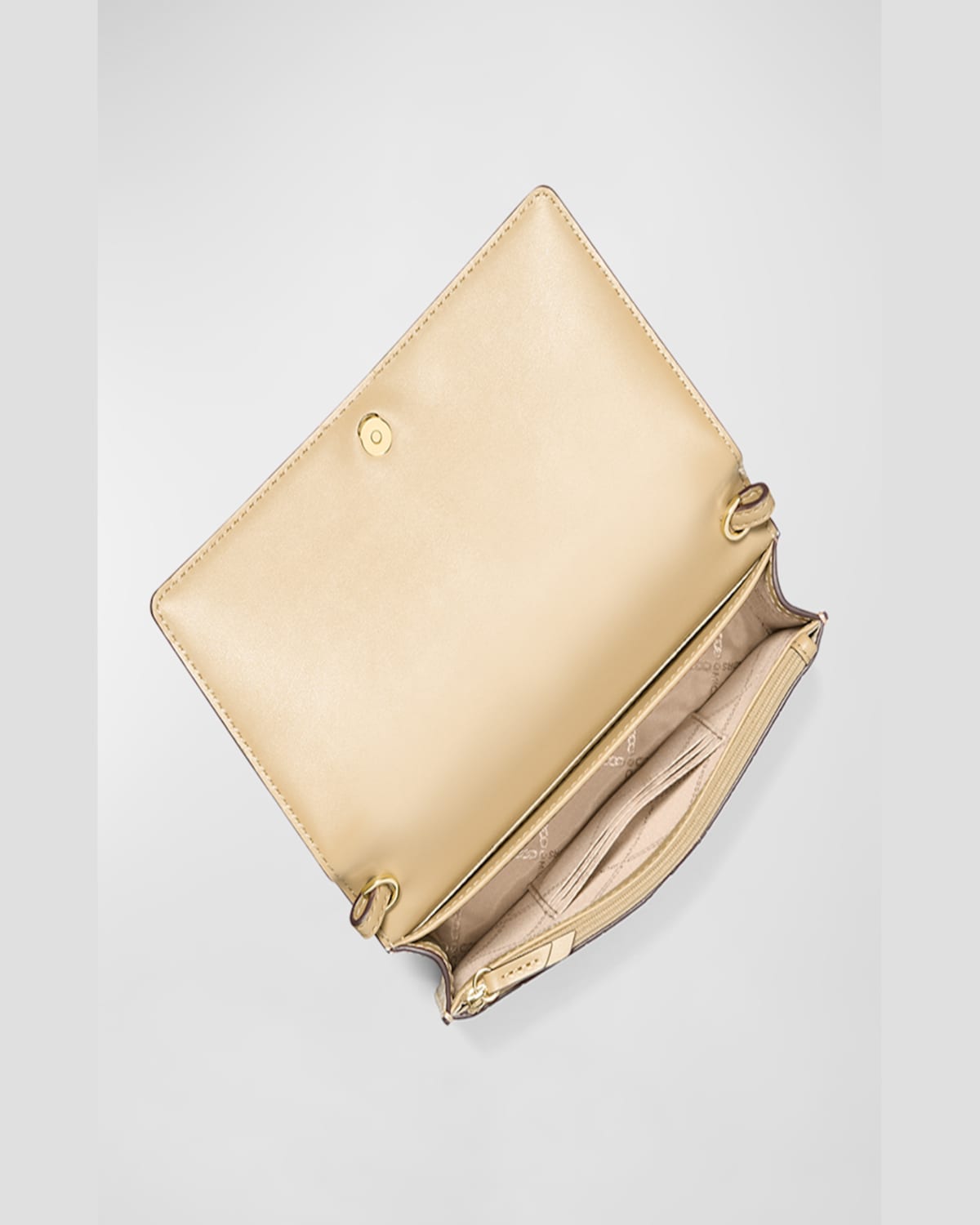 Michael Michael Kors Jet Set Metallic Croc-embossed Crossbody Bag In Pale Gold