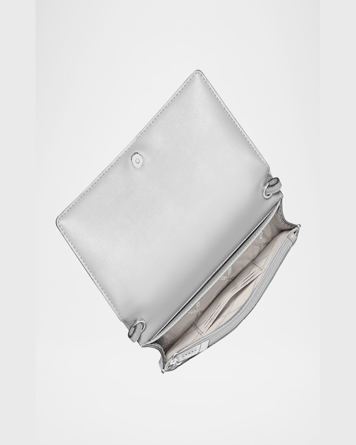 Michael Michael Kors Jet Set Metallic Croc-embossed Leather Crossbody Bag In Silver