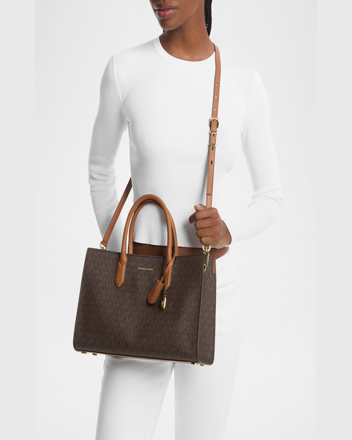 Michael Michael Kors Scarlett Monogram Leather Satchel Bag In Brnacorn