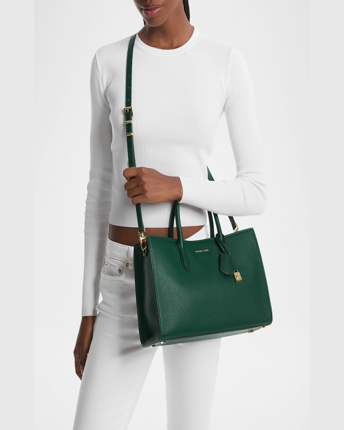 Shop Michael Michael Kors Scarlett Leather Satchel Bag In Luggage
