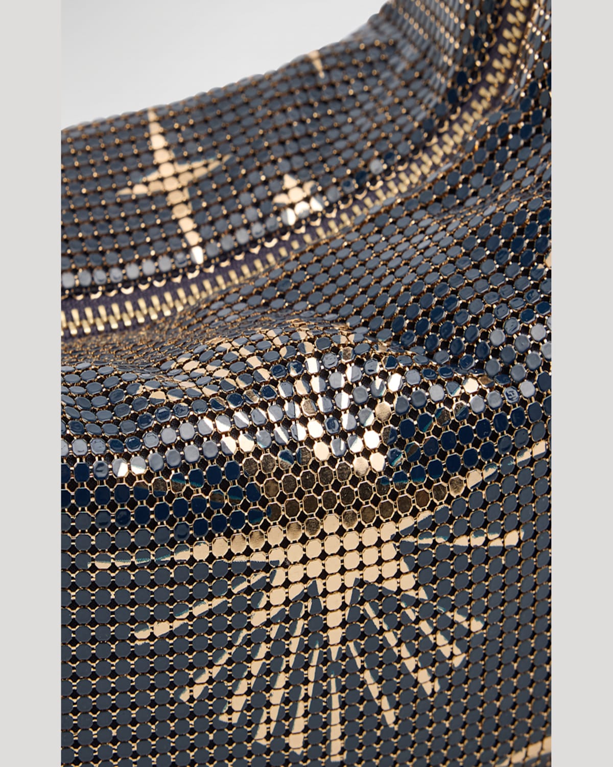 Whiting & Davis Diana Star-print Mesh Hobo Bag In Blue Pewter