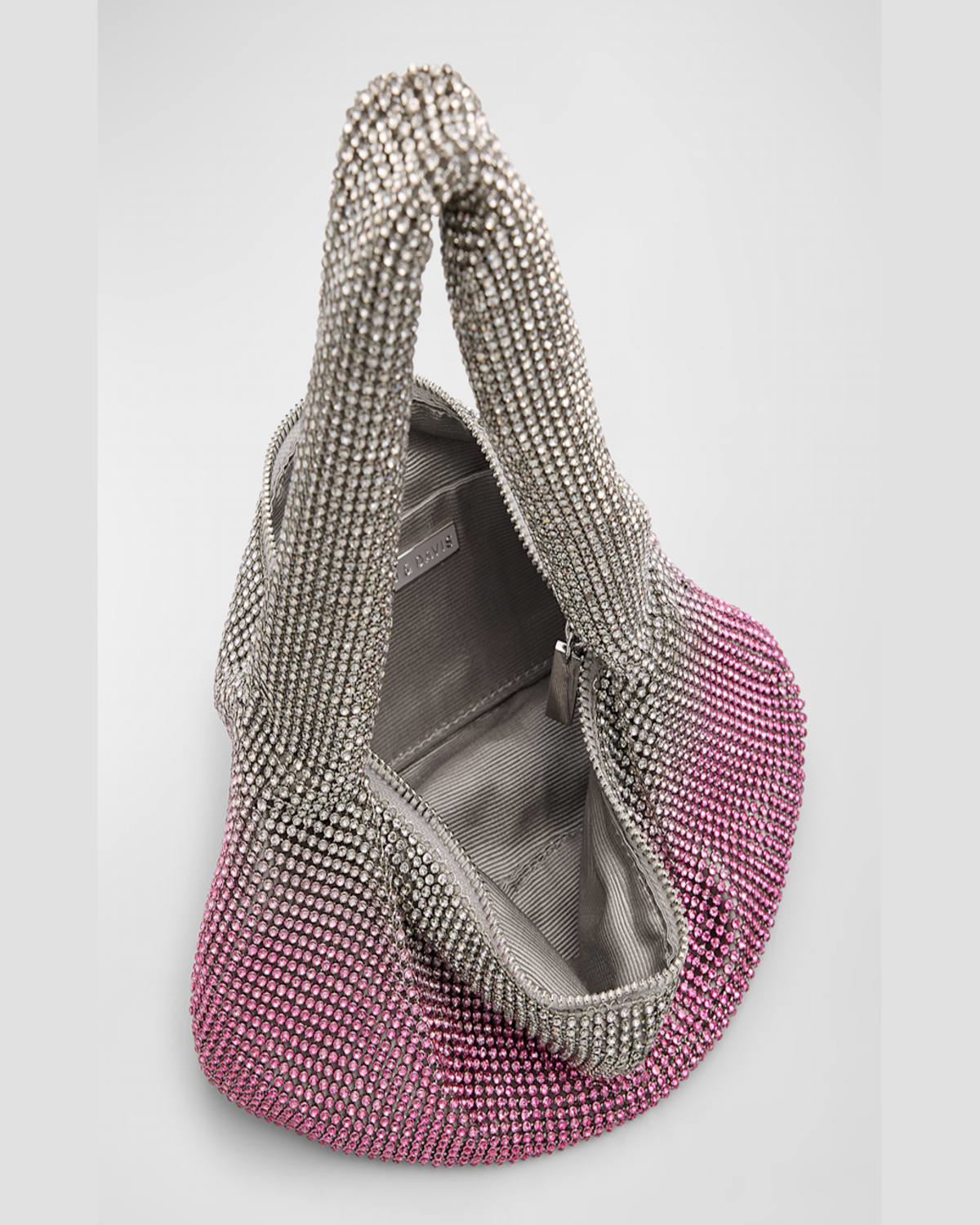 Whiting & Davis Adrienne Two-tone Crystal Hobo Bag In Pink Crystal