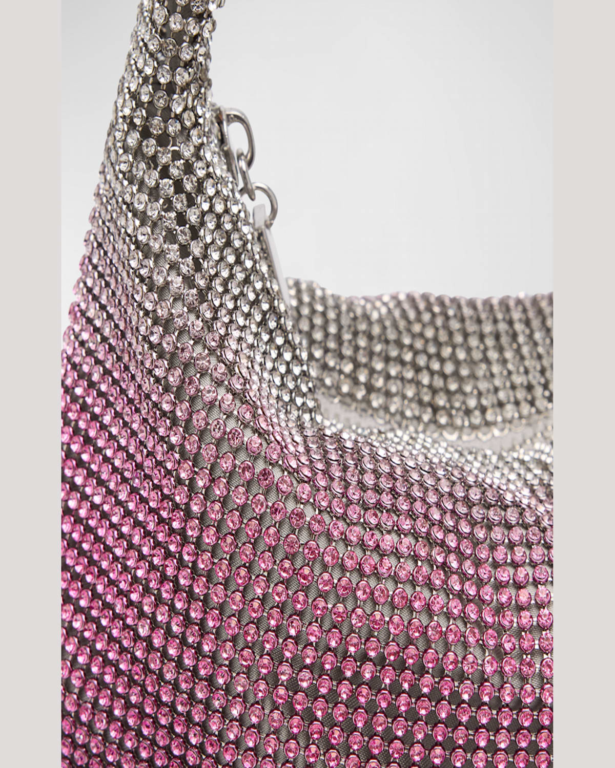 Whiting & Davis Adrienne Two-tone Crystal Hobo Bag In Pink Crystal