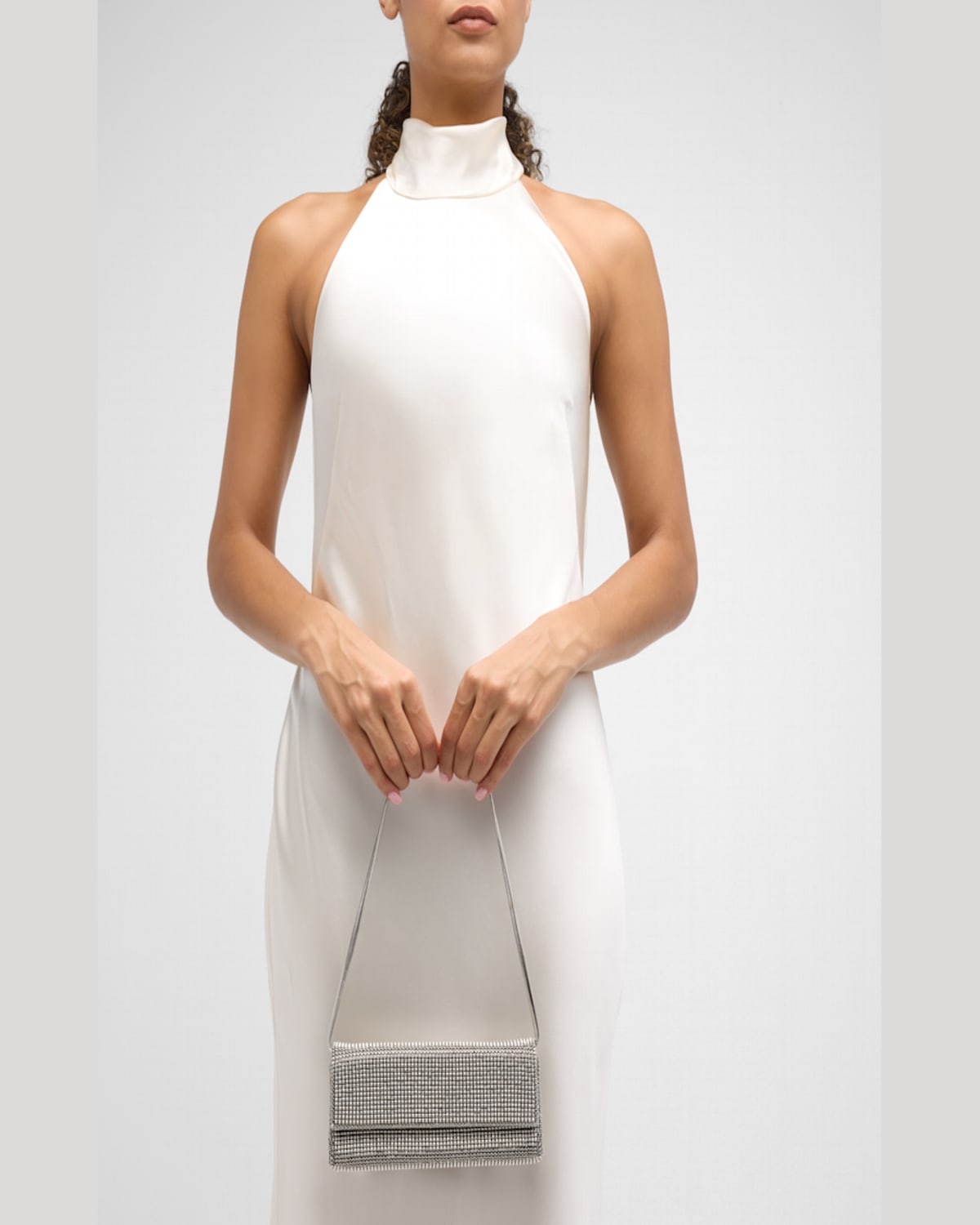 Whiting & Davis Pyramid Envelope Mesh Clutch Bag In Pewter