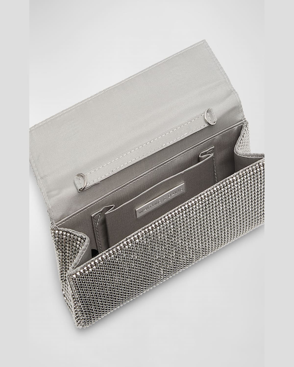 Whiting & Davis Pyramid Envelope Mesh Clutch Bag In Pewter
