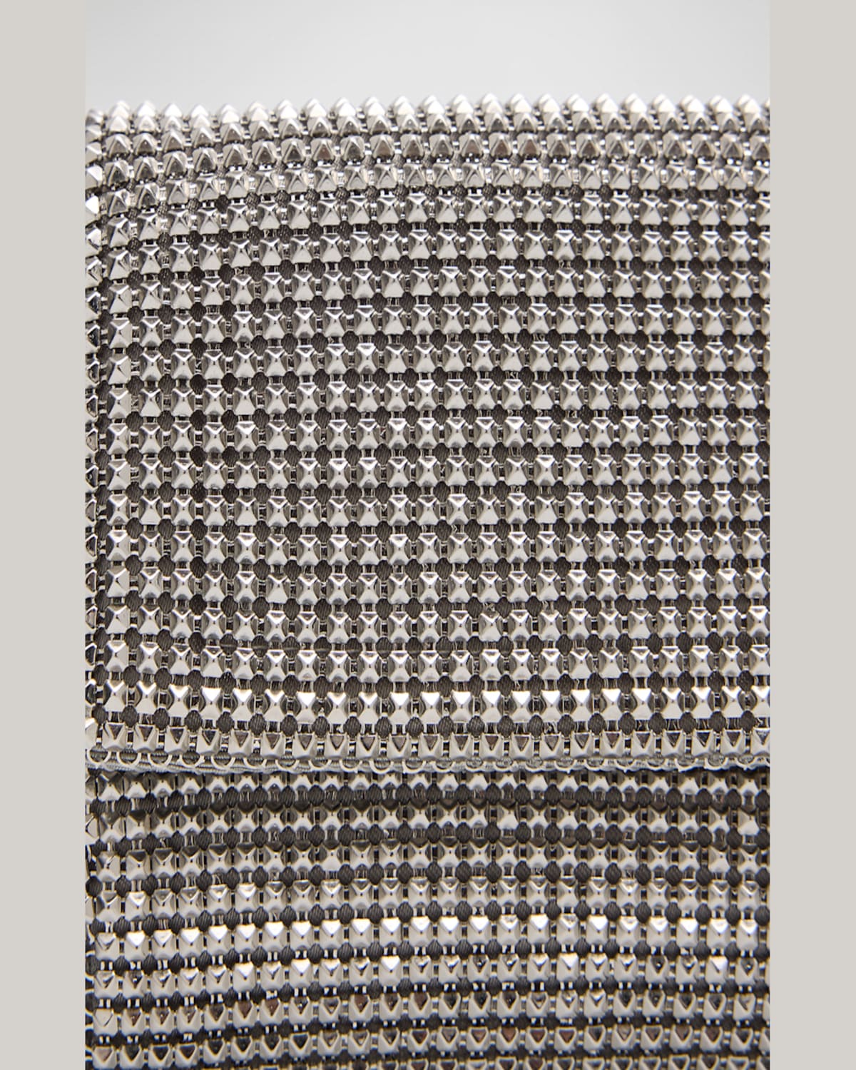 Whiting & Davis Pyramid Envelope Mesh Clutch Bag In Pewter