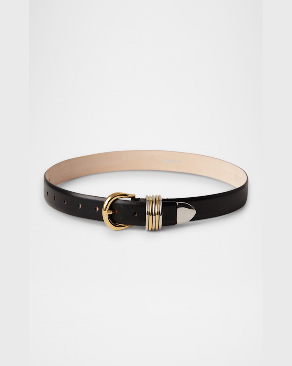 Dehanche Hollyhock Mix Metal Leather Belt In Terre Silver Gold