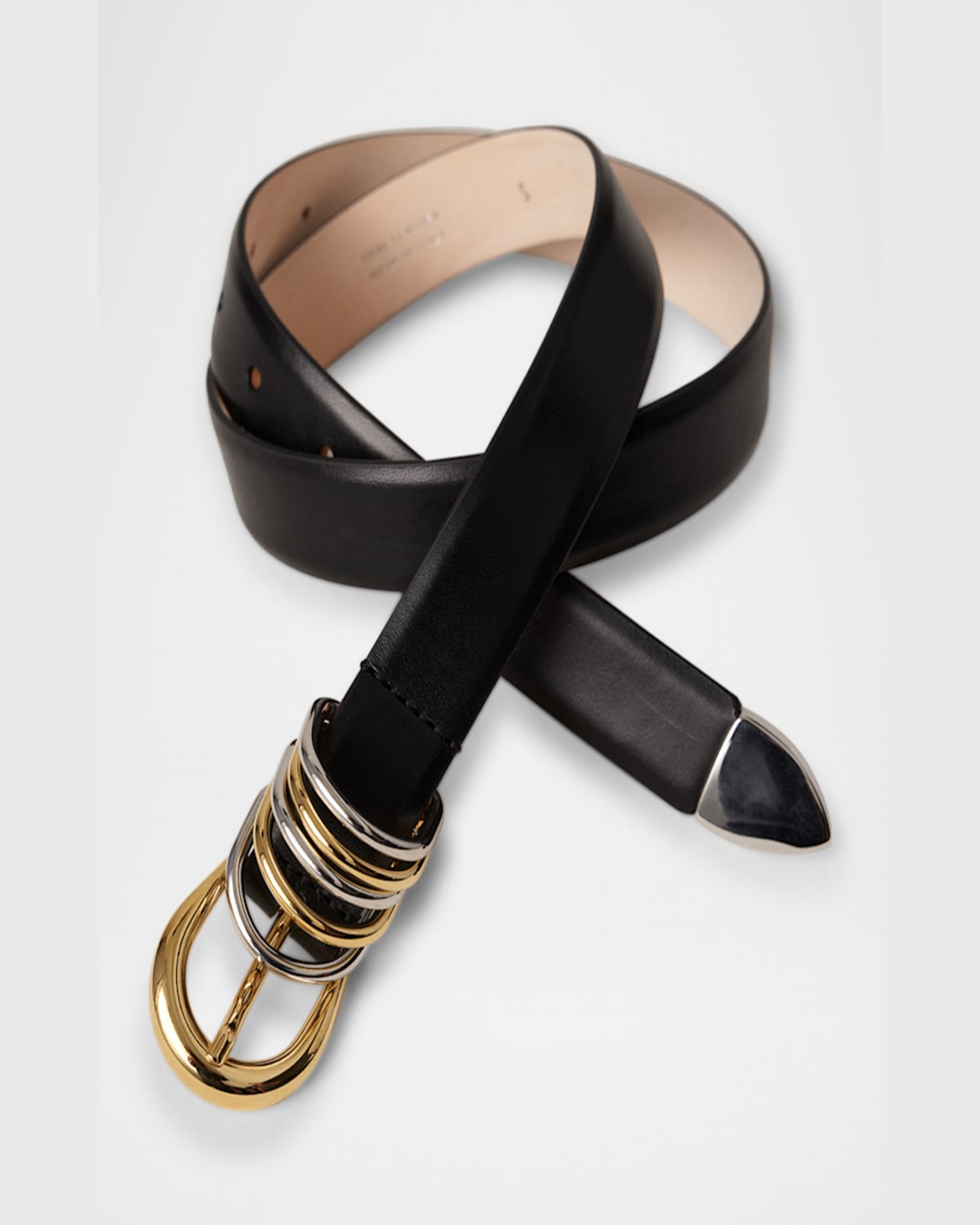 Dehanche Hollyhock Mix Metal Leather Belt In Terre Silver Gold