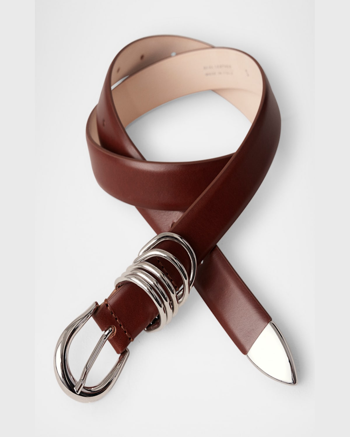 Dehanche Hollyhock Silver-buckle Calf-leather Belt In Burgundy