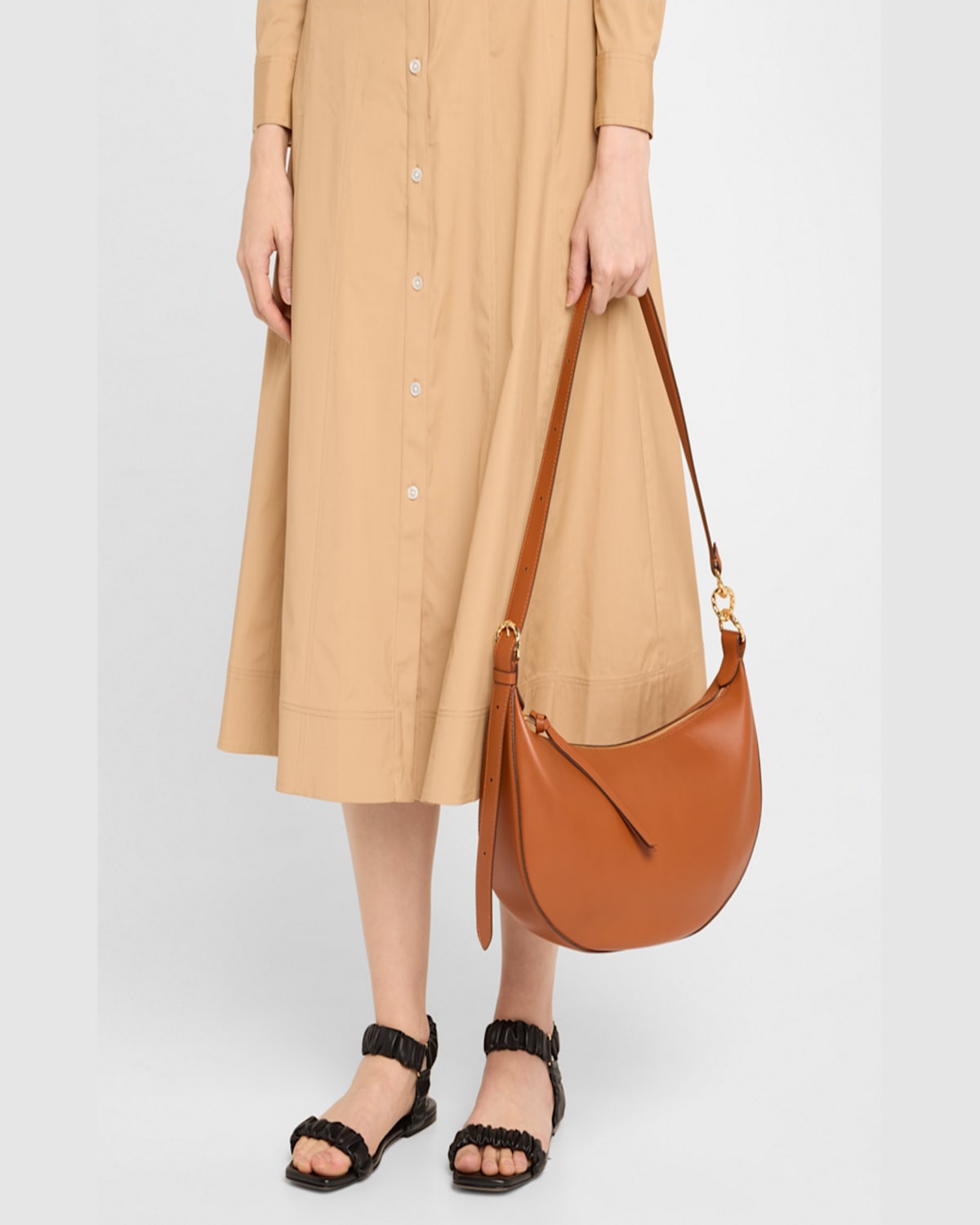 Ulla Johnson Twyla Small Calf Leather Hobo Bag In Sierra