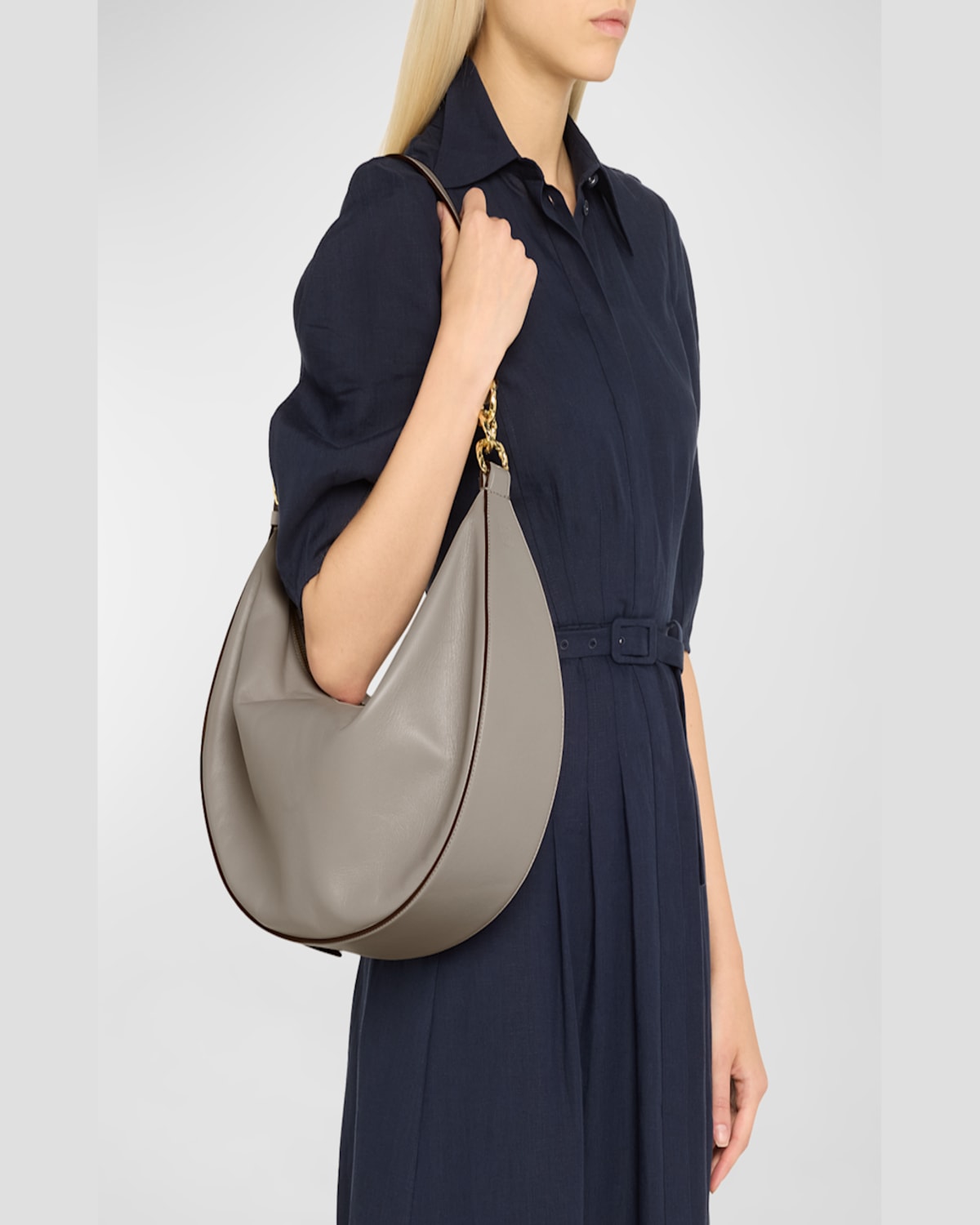 Ulla Johnson Twyla Large Calf Leather Hobo Bag In Dove
