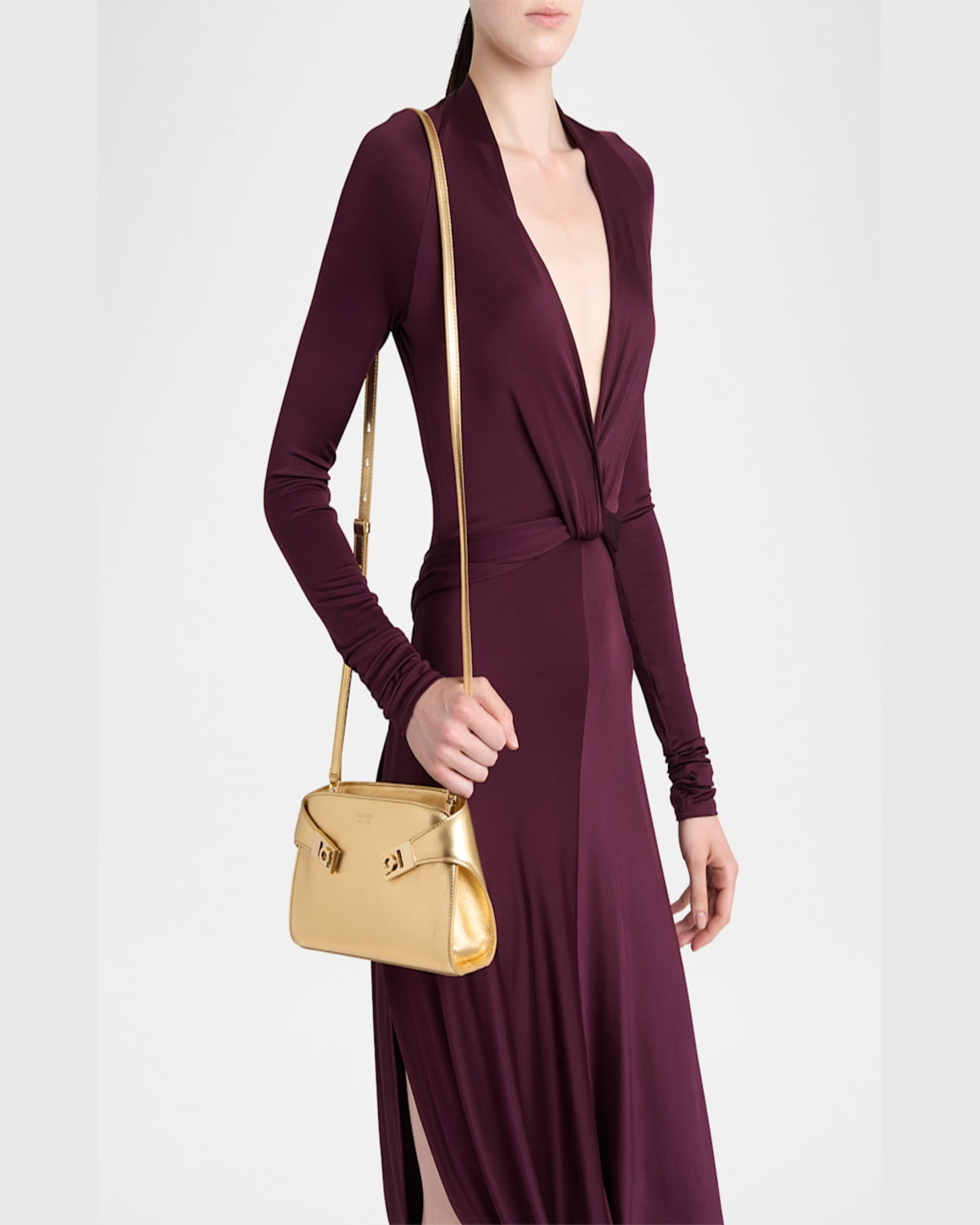 Ferragamo Mini Hug Crossbody Bag In Oro Opale