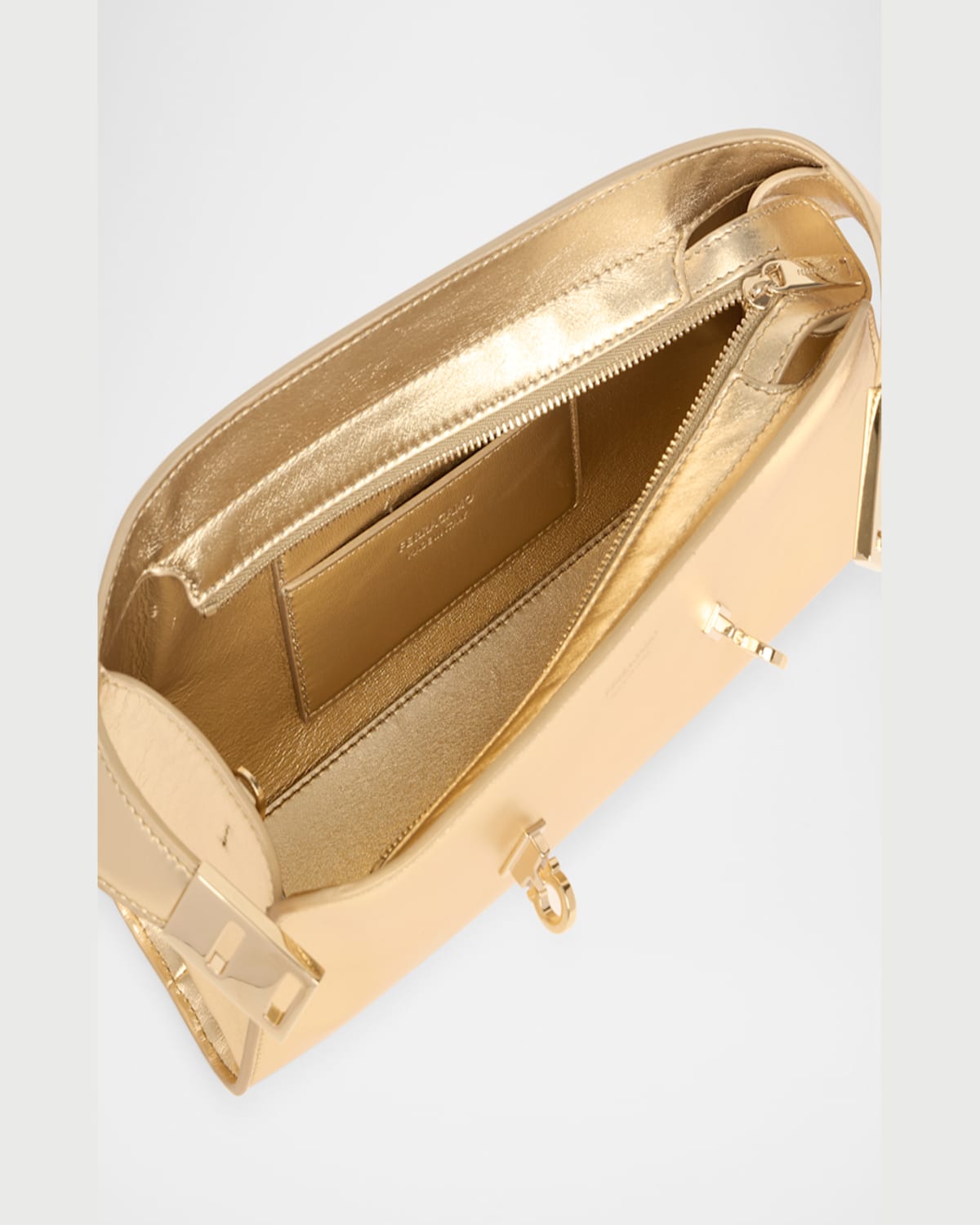 Ferragamo Mini Hug Crossbody Bag In Oro Opale