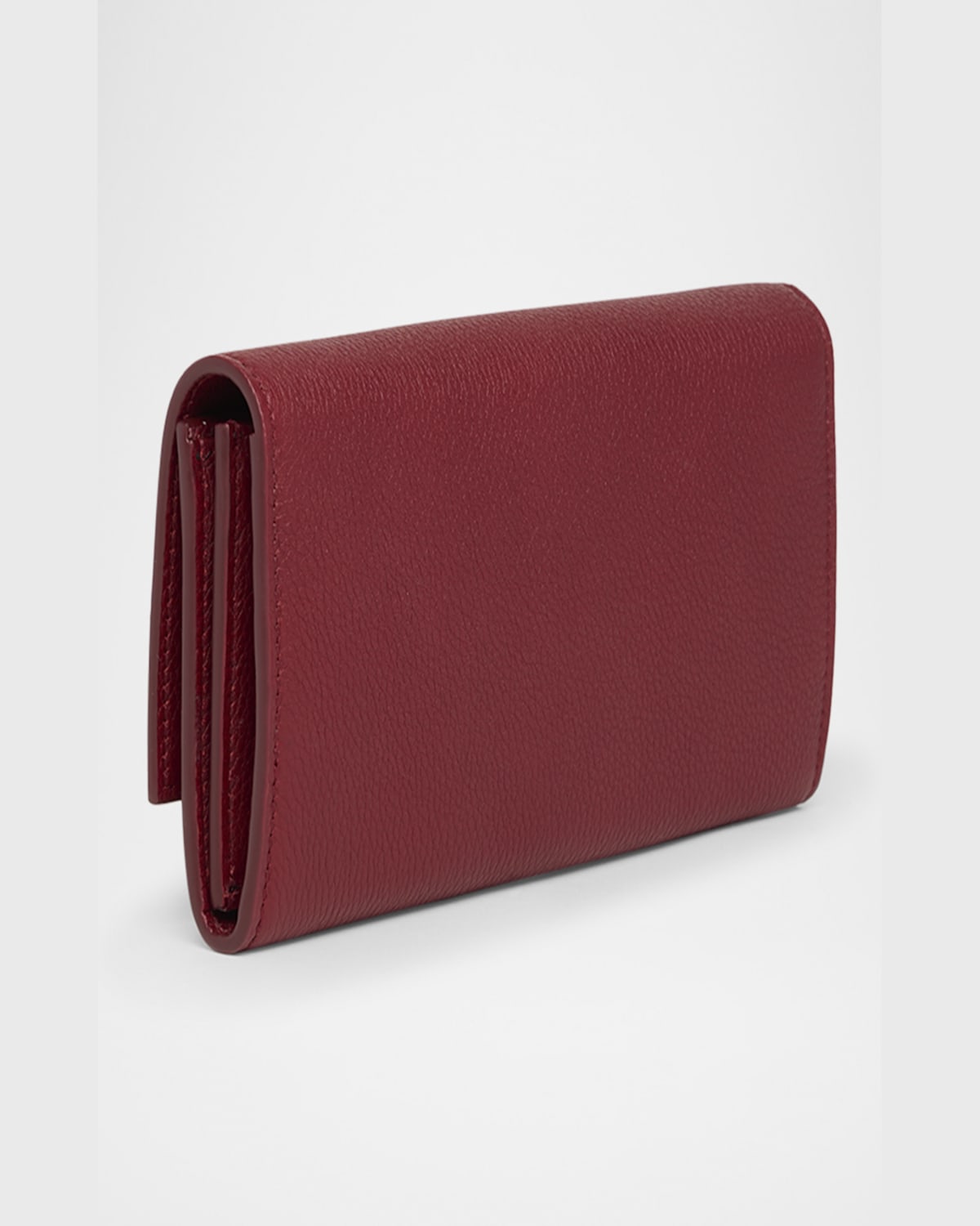 Ferragamo Gancino Flap Leather Wallet On Chain In Borgogna
